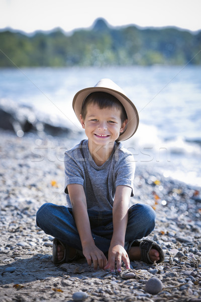 Portret weinig jongen hoed kaukasisch Stockfoto © zdenkam