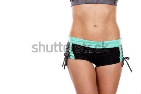 Stockfoto: Fitness · vrouw · witte · mooie · kaukasisch · geïsoleerd · vrouw