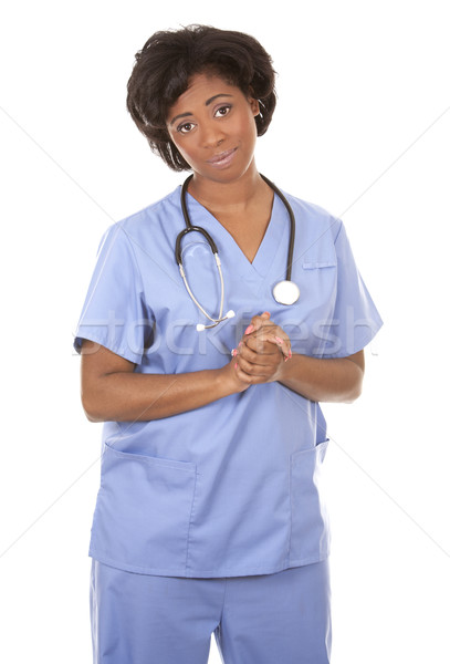 Enfermeira má notícia preto branco Foto stock © zdenkam