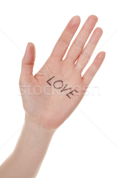 Stock photo: hand with love message