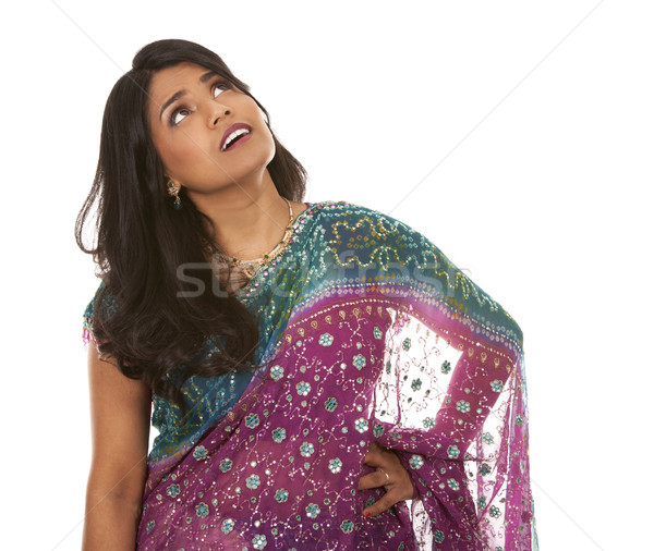 индийской женщину довольно белый изолированный Сток-фото © zdenkam