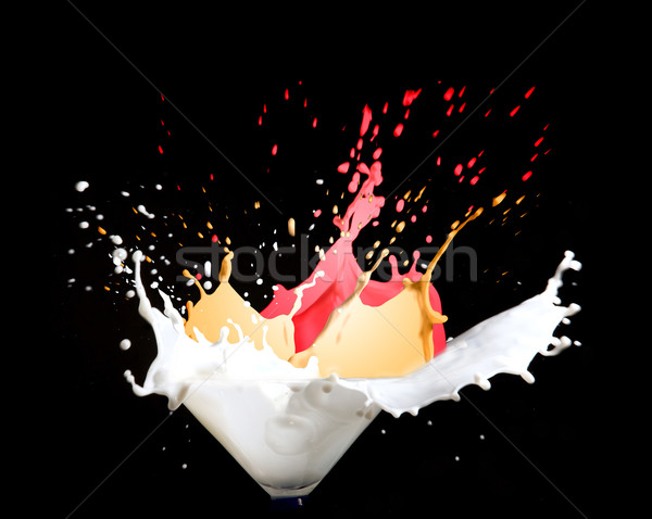 Melk verf splash zwarte voedsel abstract Stockfoto © zdenkam