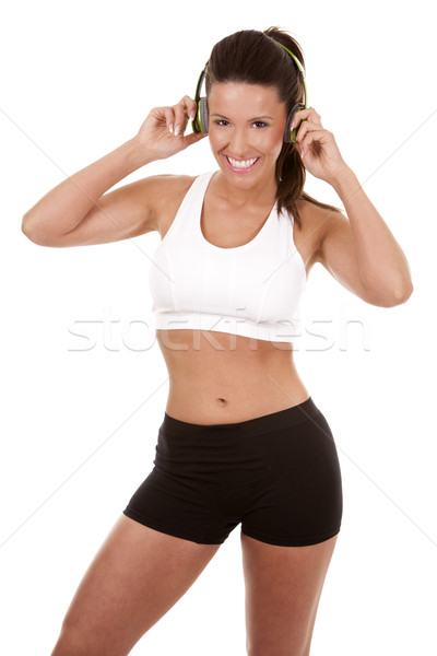 Fitness donna fitness modello bruna indossare blu Foto d'archivio © zdenkam