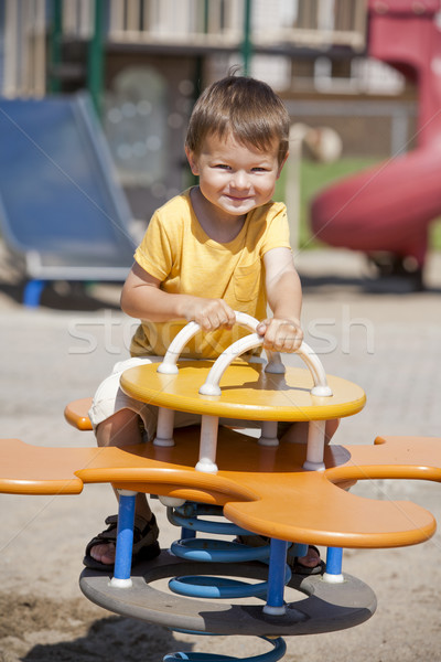 Stock foto: Kleinkind · Junge · Spielplatz · Sommer · Porträt