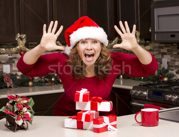 Stock photo: thrilled woman during Christmas