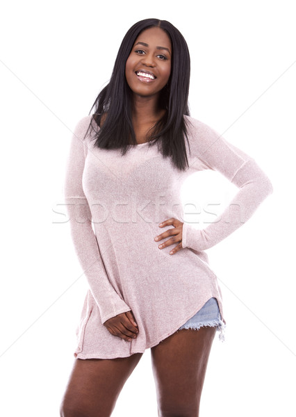 Casuale donna nera giovani indossare luce primavera Foto d'archivio © zdenkam
