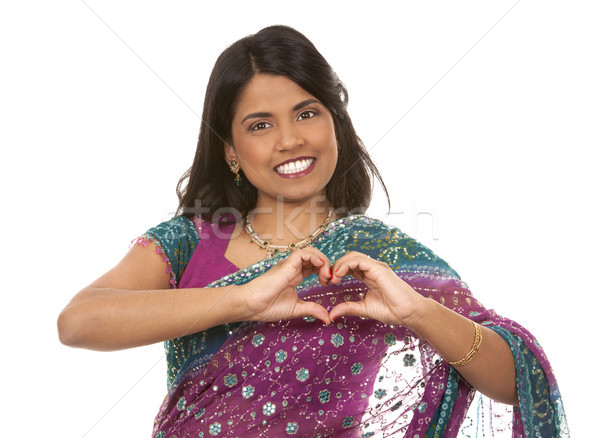 индийской женщину довольно белый изолированный любви Сток-фото © zdenkam