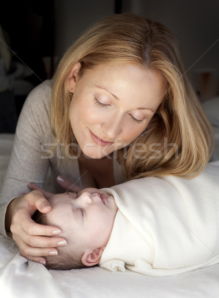 Mutter Baby blond jungen Mädchen Gesicht Stock foto © zdenkam