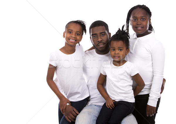 Czarny młodych rodzeństwo grupy stwarzające biały Zdjęcia stock © zdenkam