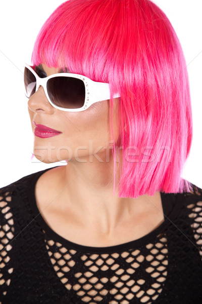 Moda donna luminoso rosa capelli indossare Foto d'archivio © zdenkam