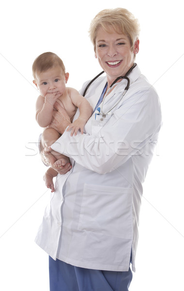 Női orvos baba fehér izolált nő Stock fotó © zdenkam