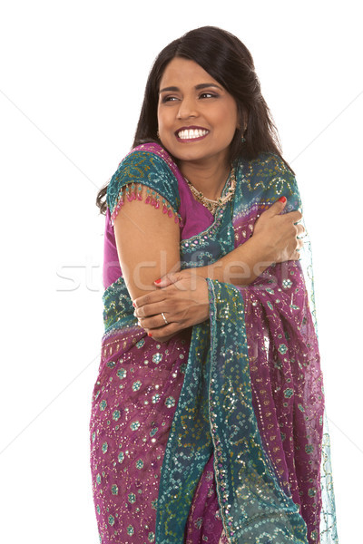индийской женщину довольно белый изолированный красоту Сток-фото © zdenkam