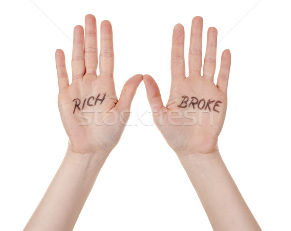 hands with rich broke message Stock photo © zdenkam