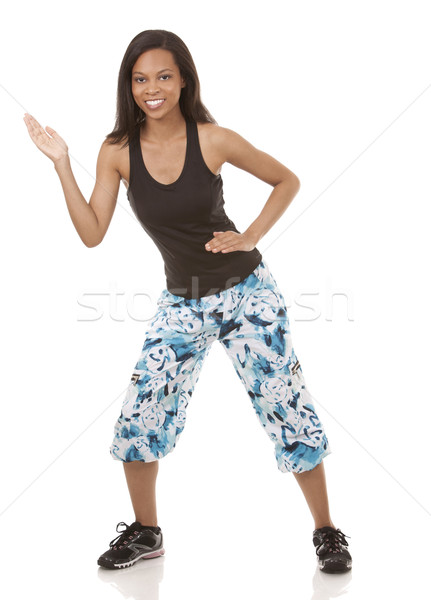 Stockfoto: Vrouw · zumba · mooie · vrouw · witte · geïsoleerd