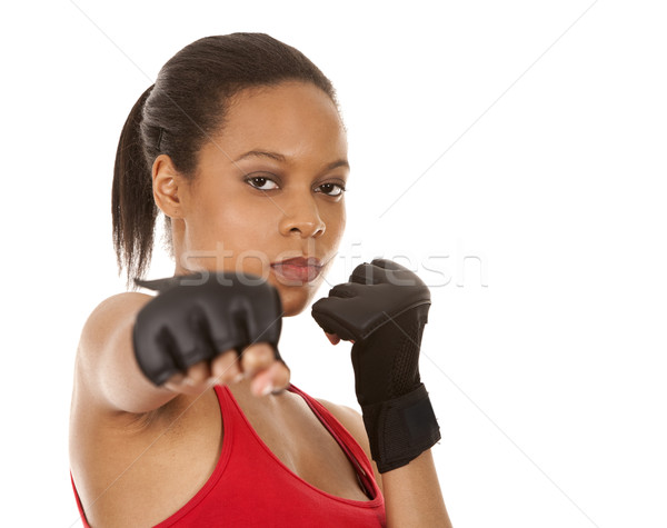 Stok fotoğraf: Kadın · savaşçı · siyah · uygunluk · model