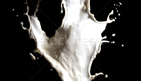 Stockfoto: Melk · splash · witte · zwarte · abstract · achtergrond