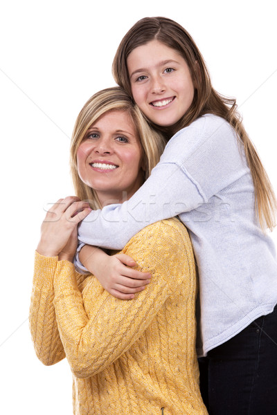 [[stock_photo]]: Mère · fille · blanche · studio · amour