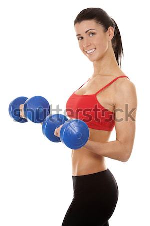 Сток-фото: Фитнес-женщины · спортивный · брюнетка · весов · белый