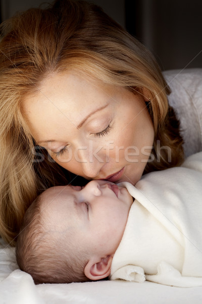 Mutter Baby blond jungen Mädchen Gesicht Stock foto © zdenkam