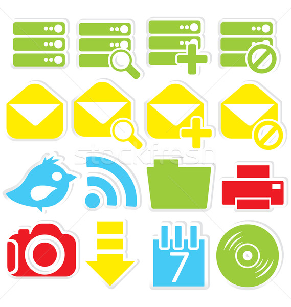 Icoane pe internet Baza de date autocolante izolat alb Internet Imagine de stoc © Zebra-Finch