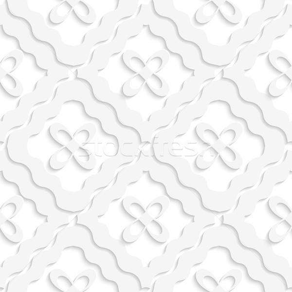 Diagonal white wavy squares and flowers pattern Stock photo © Zebra-Finch