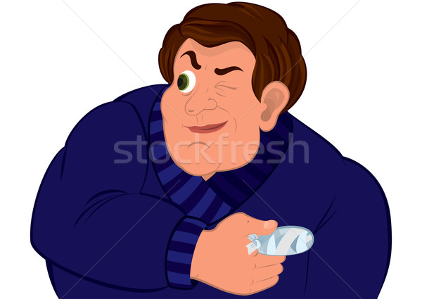 Karikatur Mann blau Pullover Torso verletzt Stock foto © Zebra-Finch