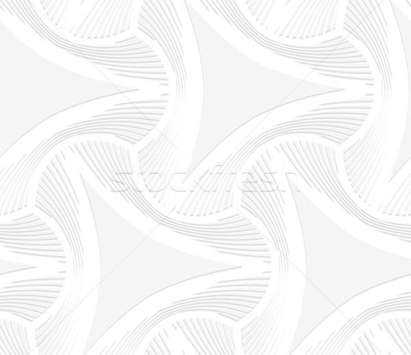 Stock photo: 3D white puckered triangles with striped offset