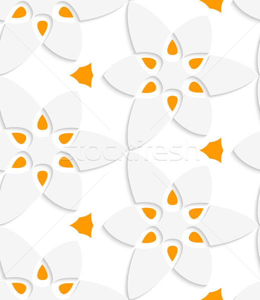 White floristic swirl with orange seamless pattern Stock photo © Zebra-Finch