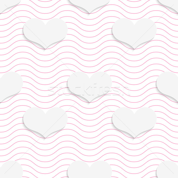 White 3D with colors hearts on pink waves Stock photo © Zebra-Finch