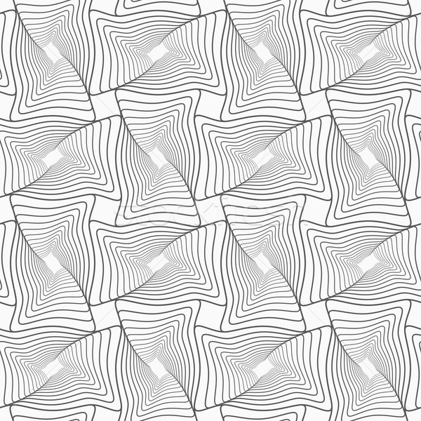 Stock photo: Slim gray striped wavy rectangles with twist
