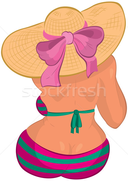 Cartoon sobrepeso traje de baño sombrero de paja sesión Foto stock © Zebra-Finch