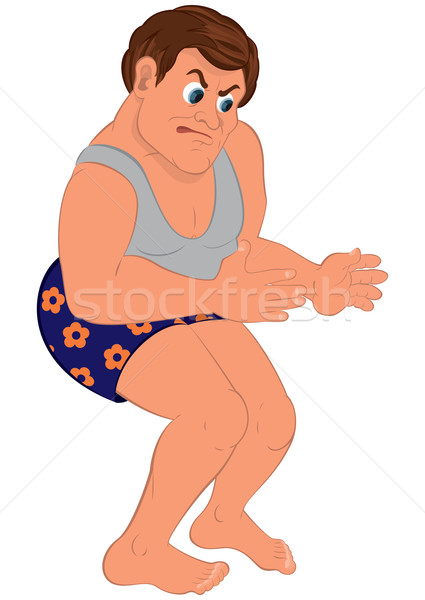 Cartoon man in blue shorts and gray top with bare feet Stock photo © Zebra-Finch