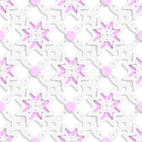 White perforated ornament layered with pink dots seamless Stock photo © Zebra-Finch