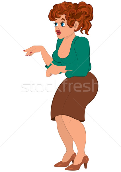 Cartoon woman in brown skirt Stock photo © Zebra-Finch