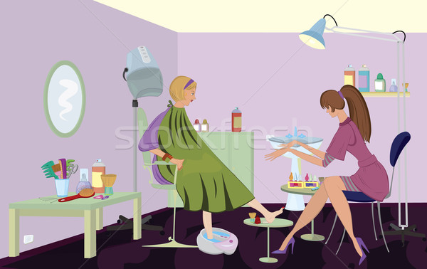 Salon piękności klienta pedicure dziewczyna włosy krzesło Zdjęcia stock © Zebra-Finch