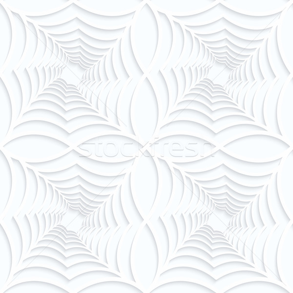 Stock photo: Quilling white paper twisted spider webs in row