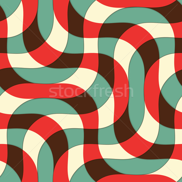 Retro 3D green red and yellow intersecting waves Stock photo © Zebra-Finch