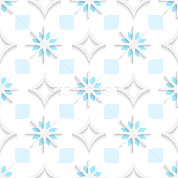 White pointy rhombuses with blue and white snowflakes seamless Stock photo © Zebra-Finch