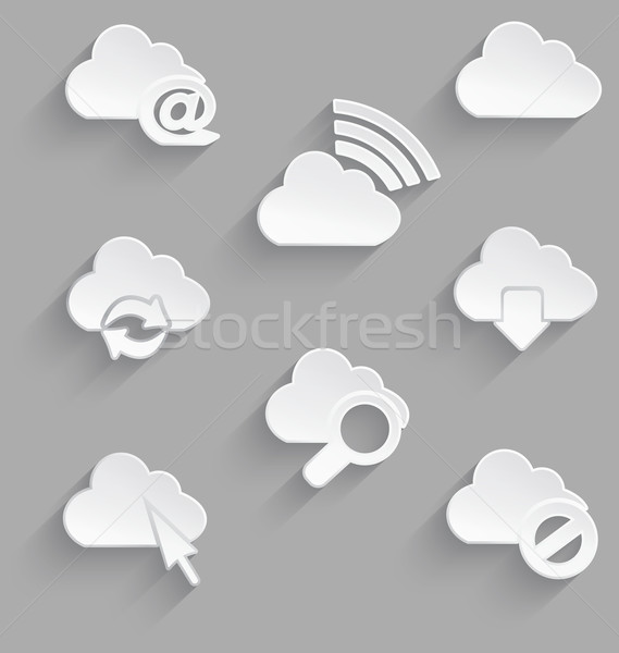 Cloud icon set white plastic e mail Stock photo © Zebra-Finch