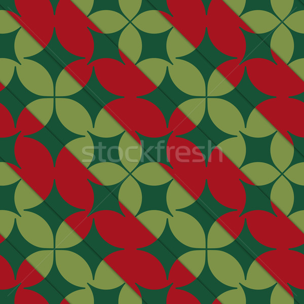 Retro 3D bright green and red with pointy four foils Stock photo © Zebra-Finch