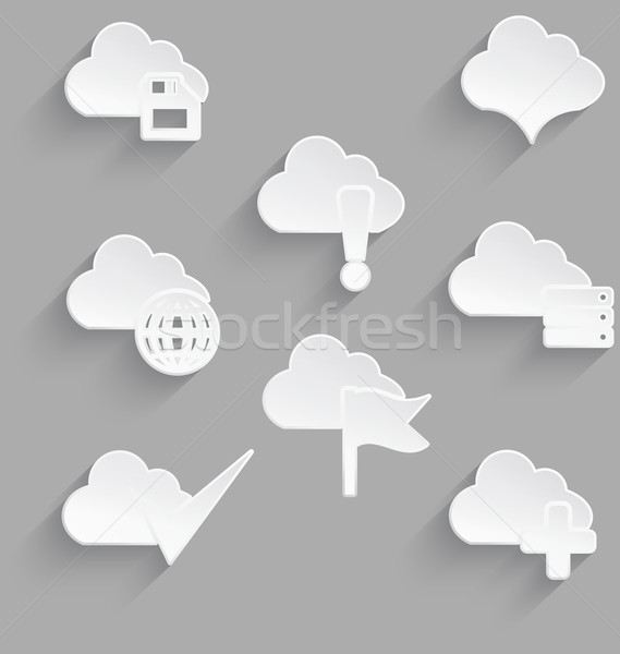 Cloud icon set white plastic save Stock photo © Zebra-Finch
