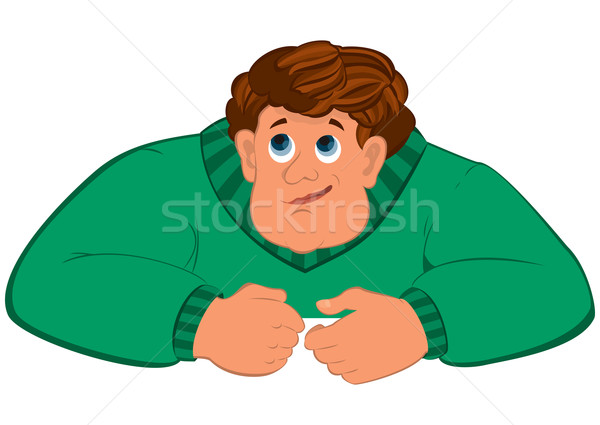 Zdjęcia stock: Cartoon · człowiek · tułowia · zielone · sweter · ilustracja