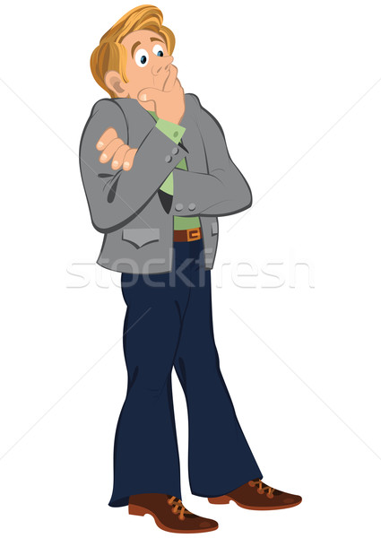 Cartoon man covering mouth with hand Stock photo © Zebra-Finch