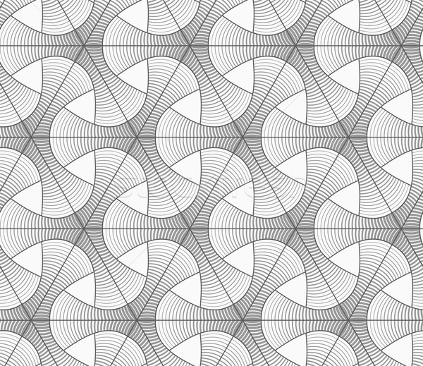 Stock photo: Monochrome gradually striped tetrapods and grid