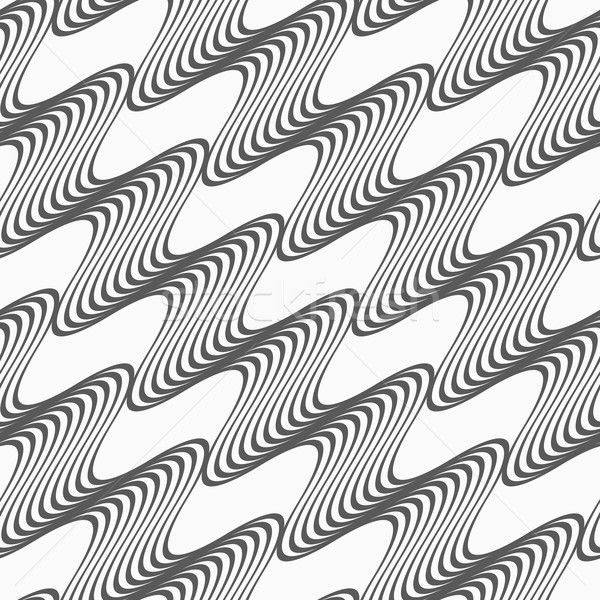 ストックフォト: グレー · 対角線 · 縞模様の · 波 · モノクロ · 抽象的な