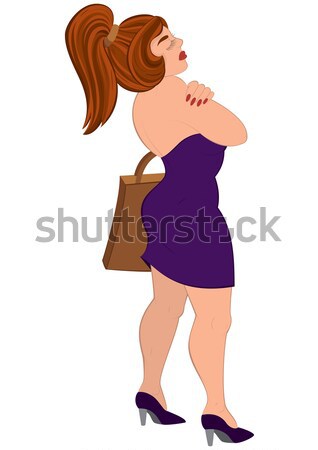 Karikatur Fett Frau rot top Hinweis Stock foto © Zebra-Finch