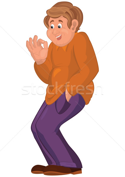 Cartoon happy man in orange polo Stock photo © Zebra-Finch