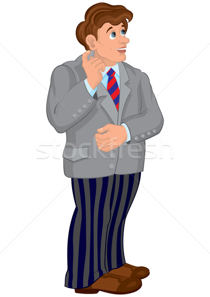 Cartoon uomo grigio giacca strisce pants Foto d'archivio © Zebra-Finch