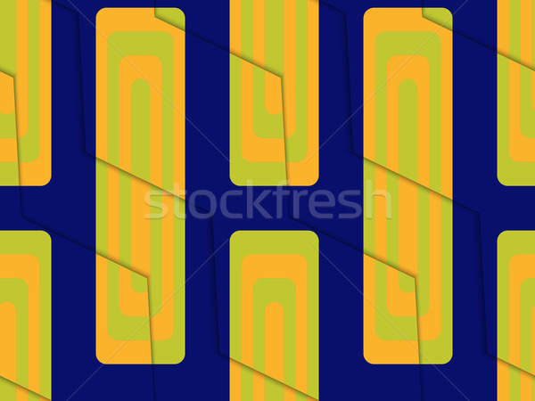 Retro 3D blue green and orange zigzag cut with rectangles Stock photo © Zebra-Finch