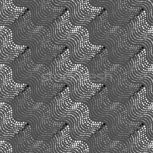 Stock photo: Repeating ornament of dotted  light and dark gray wavy texture